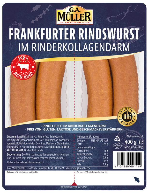 GAM Packshot Rindswurst Rinderkollagendarm