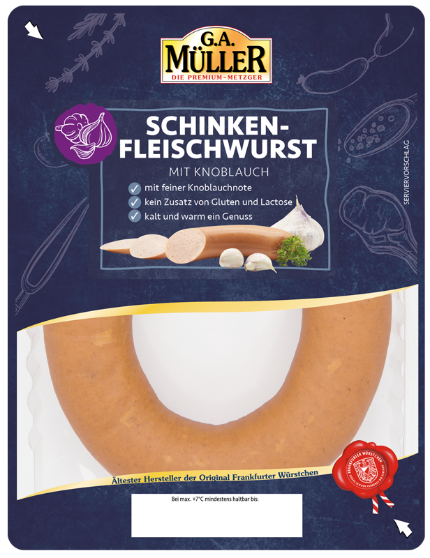 Schinkenfleischwurst Knoblauch GAM Packshot Web